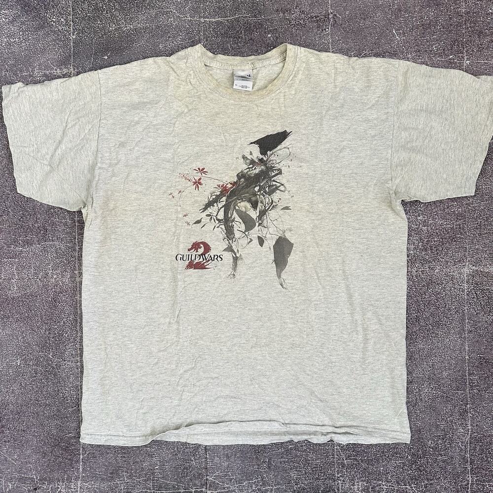 Men's Gildan ArenaNet Guild Wars 2 Heather Gray MMORPG Promo T Shirt Tee Sz XL